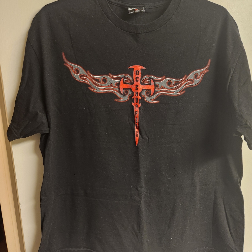 Black Graphic Tee with Red Design